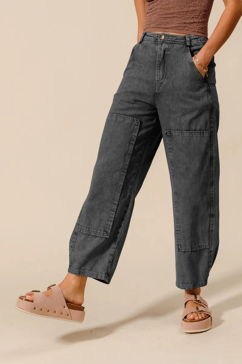 SO ME Women’s Distressed Barrel Jeans – Mid Rise Relaxed Fit Denim Pants for Casual Outfits