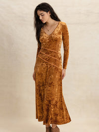 Elegant V-Neck Long Sleeve Midi Dress for Women – Trandifydeal USA