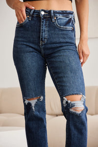 RFM Full Size Tummy Control Distressed High Waist Raw Hem Jeans Trandify deal
