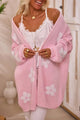 Flower Open Front Long Sleeve Cardigan Trandify Deal