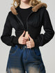 Stylish Zip-Up Long Sleeve Hooded Jacket with Cozy Fuzzy Hem for Women | TrandifyDeal