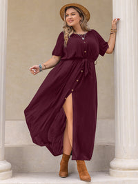 Plus Size Round Neck Half Sleeve Dress Trandify deal
