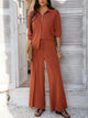 Women's Button Down Wide Leg Set