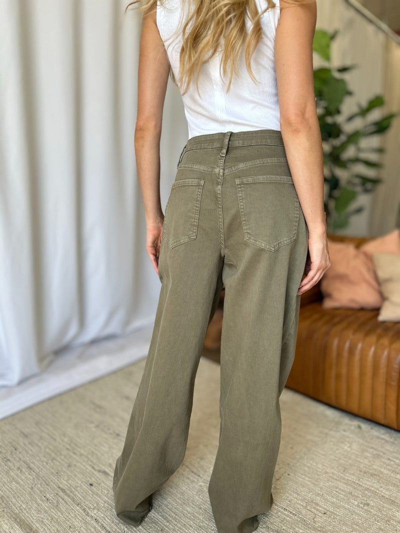 RFM Full Size High Rise Garment Dye Wide Leg  Jeans Trandify Deal