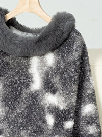 Furry Contrast Three-Quarter Poncho Trandify Deal