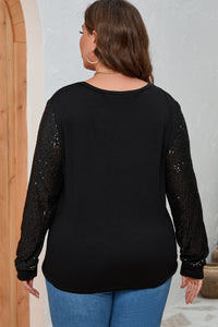 Plus Size Sequin Round Neck Long Sleeve Top Trandify deal