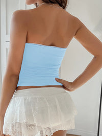 Women’s Bow Detail Tube Top – Sleeveless Stretch Crop Top for Summer Outfits