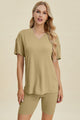 Basic Bae Full Size Ribbed V-Neck Short Sleeve Top and Shorts Set Trandify deal
