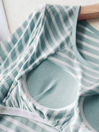 Striped Round Neck Short Sleeve T-Shirt with Bra Trandify Deal