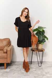 V-Neck Flounce Sleeve Tiered Dress Trandify deal
