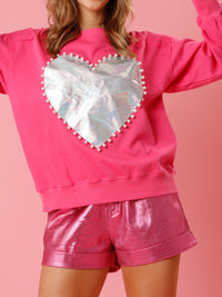Pearl Trim Round Neck Sweatshirt Trandify deal