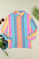 Striped Collared Neck Long Sleeve Shirt Trandify deal
