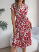 Tied Pleated Printed Short Sleeve Dress Trandify deal