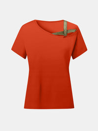 Asymmetrical Neck Short Sleeve T-Shirt Trandify Deal