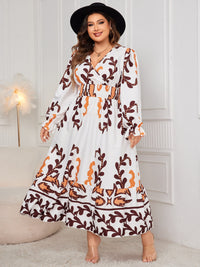 Honey Plus Size Printed Surplice Flounce Sleeve Dress Trandify Deal