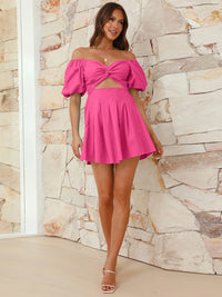 Cutout Twisted Off-Shoulder Short Sleeve Dress Trandify deal