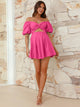 Cutout Twisted Off-Shoulder Short Sleeve Dress Trandify deal