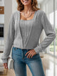 Square Neck Long Sleeve T-Shirt Trandify Deal
