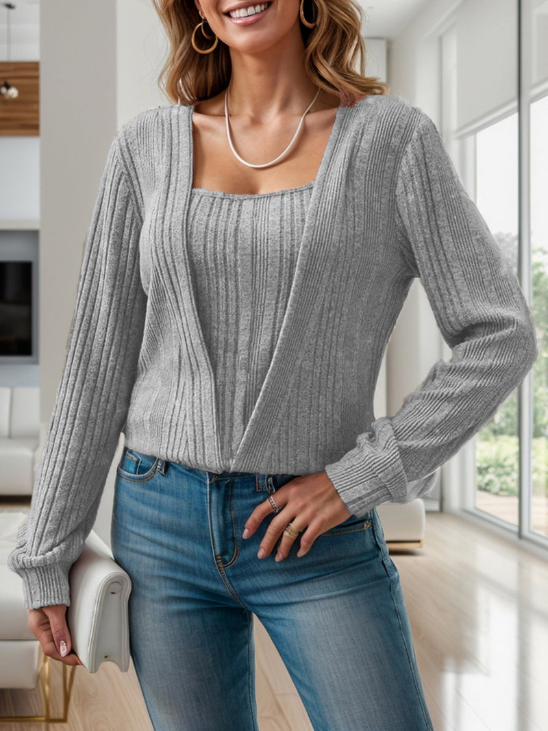 Square Neck Long Sleeve T-Shirt Trandify Deal