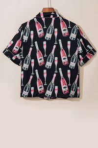 Champagne Print Short Sleeve Top and Shorts Set Trandify Deal