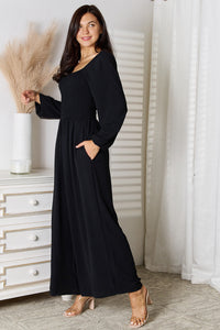 Double Take Square Neck Jumpsuit with Pockets Trandify deal