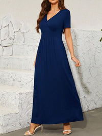 Surplice Short Sleeve Maxi Dress Trandify deal