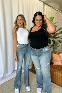 Judy Blue Full Size Medium Rise Tummy Control Destroy Flare Trandify Deal