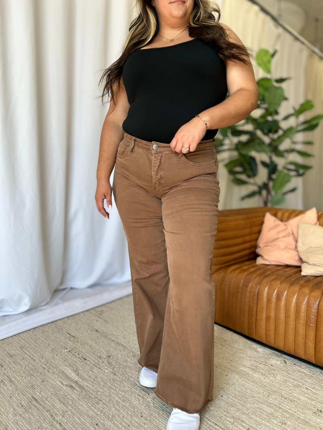 RFM Full Size High Rise Garment Dye Wide Leg Jeans Trandify Deal