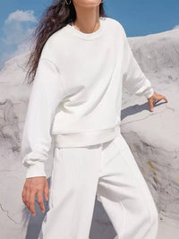 Round Neck Long Sleeve Top and Elastic Waist Pants Set Trandify Deal