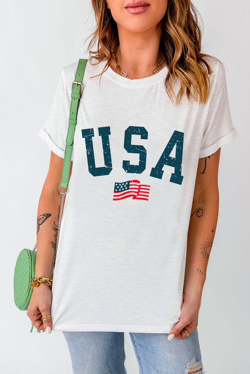 USA Round Neck Short Sleeve T-Shirt - Trandify Deal