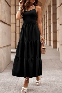 Tiered Crisscross Spaghetti Strap Dress Trandify deal