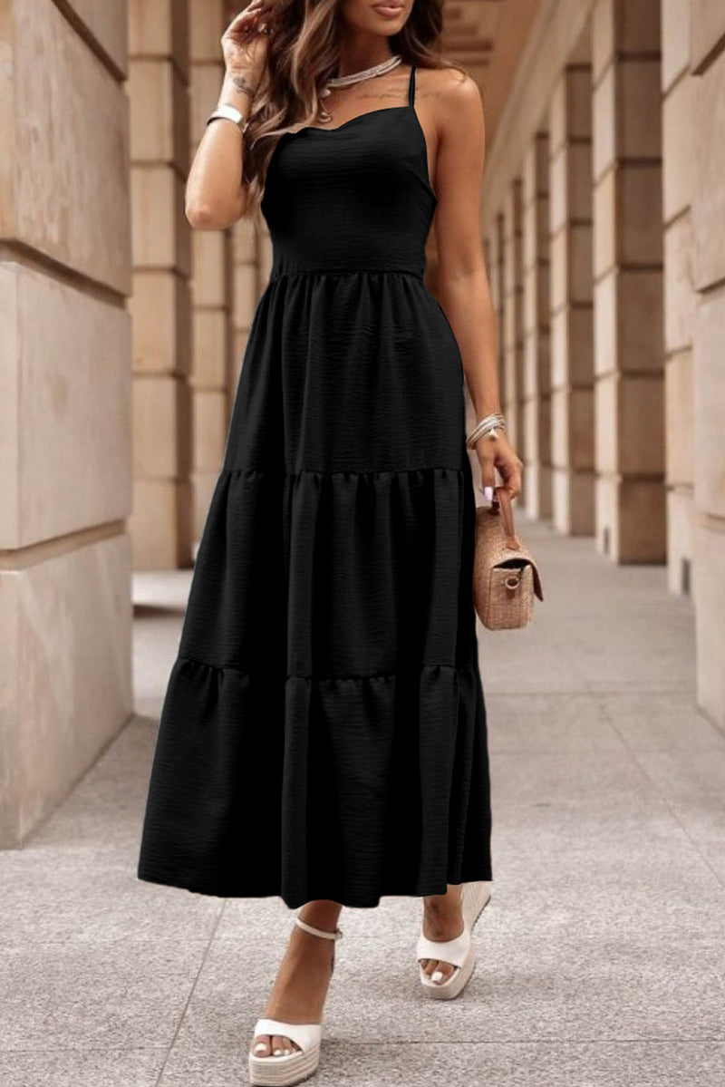 Tiered Crisscross Spaghetti Strap Dress Trandify deal