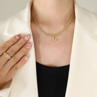 Brass Inlaid Zircon Letter Pendant Necklace Trandify Deal