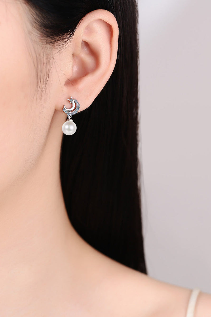 Moissanite Pearl Drop Earrings Trandify Deal