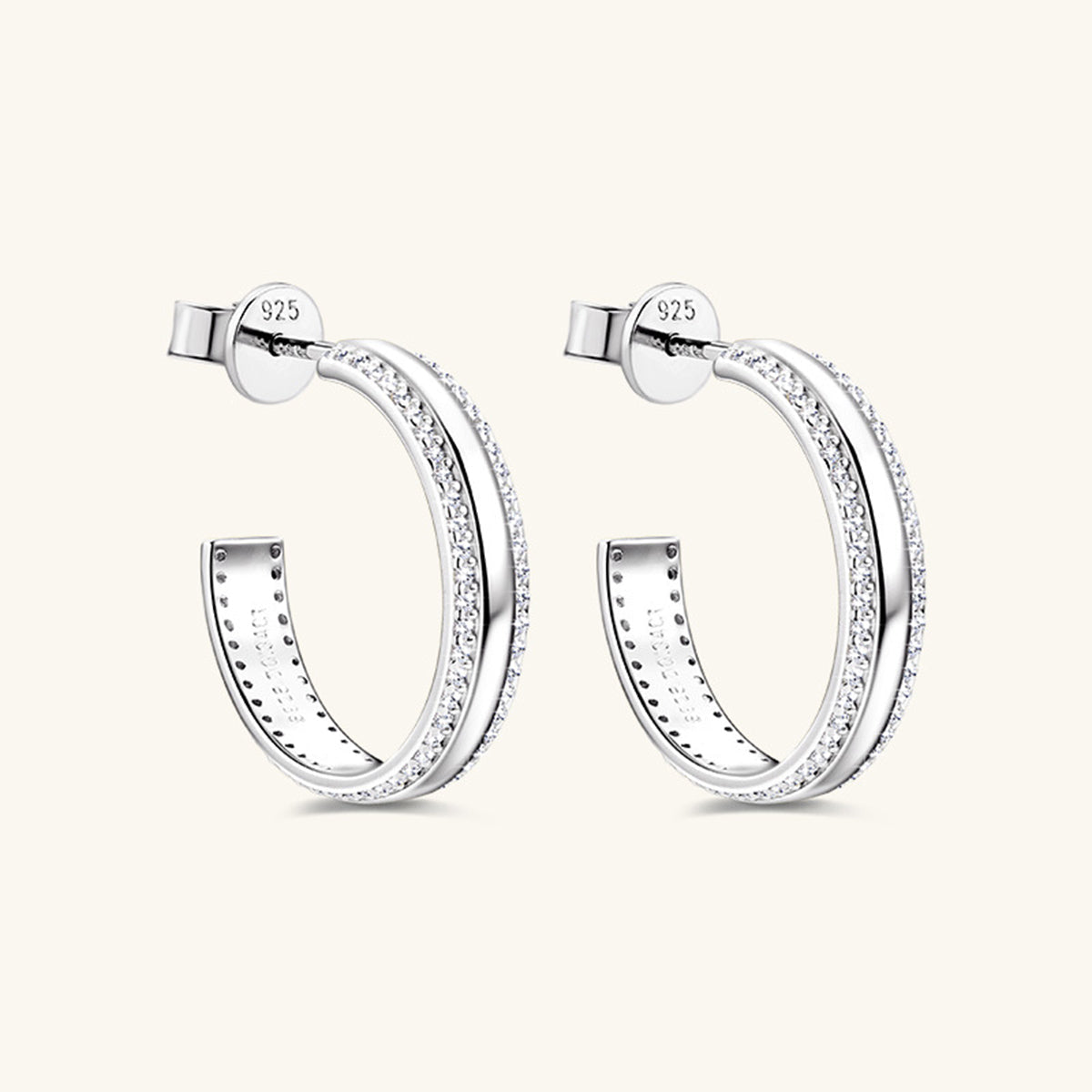 925 Sterling Silver Inlaid Moissanite C-Hoop Earrings Trandify Deal