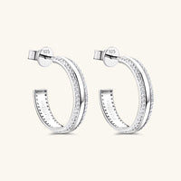 925 Sterling Silver Inlaid Moissanite C-Hoop Earrings Trandify Deal