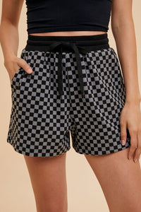 Annie Wear Checkered Round Neck Top and Drawstring Shorts Set Trandify Deal