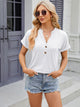 Decorative Button Notched Short Sleeve T-Shirt Trandify deal