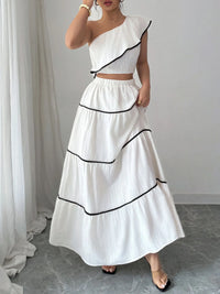 Trendy Summer Matching Outfit with Ruffled Details for Women