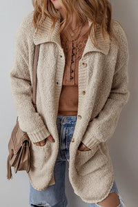 Pocketed Button Up Long Sleeve Cardigan Trandify Deal