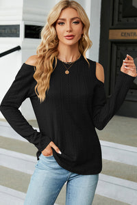 Round Neck Cold Shoulder T-Shirt Trandify deal