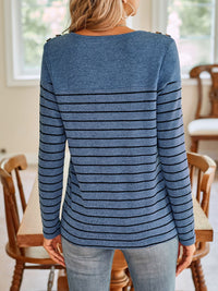 Lovelet Striped Round Neck Long Sleeve T-Shirt Trandify Deal