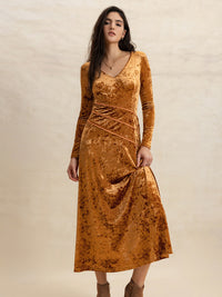 Elegant V-Neck Long Sleeve Midi Dress for Women – Trandifydeal USA