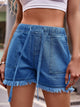 Drawstring Raw Hem Denim Shorts Trandify deal