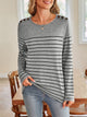 Lovelet Striped Round Neck Long Sleeve T-Shirt Trandify Deal
