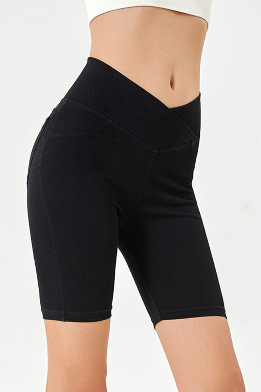 Basic Bae Asymmetrical Waist Denim Shorts with Pockets Trandify Deal