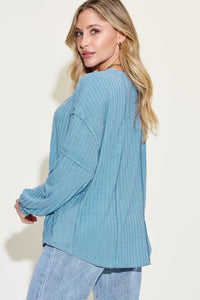 Basic Bae Full Size Ribbed Round Neck Long Sleeve T-Shirt Trandify Deal