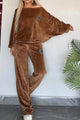 Full Size Boat Neck Long Sleeve Top and Pants Set Trandify deal