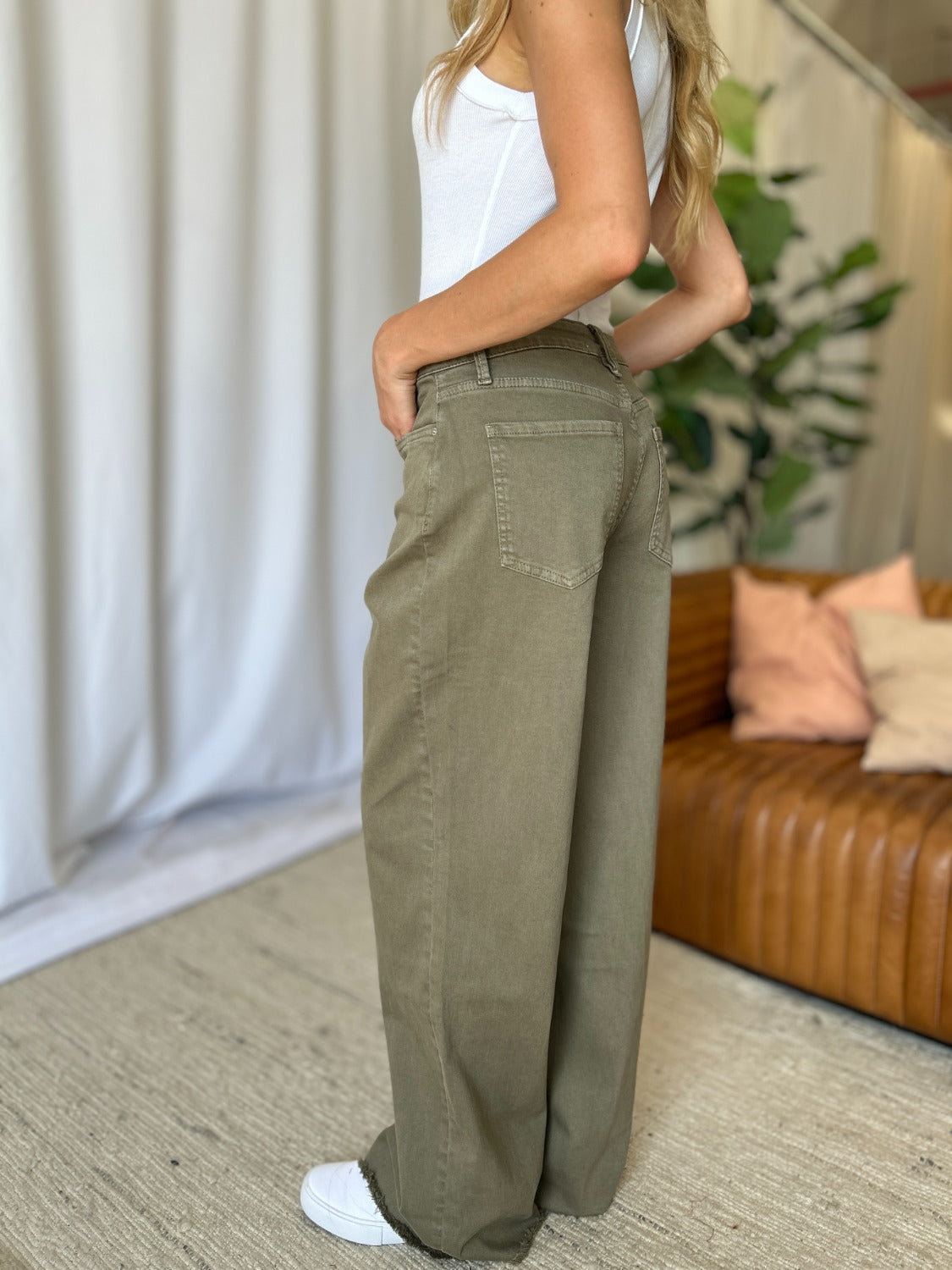 RFM Full Size High Rise Garment Dye Wide Leg  Jeans Trandify Deal