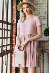 Boho Plus Size Tiered Mini Dress with Lace Trim – USA Women’s Fashion